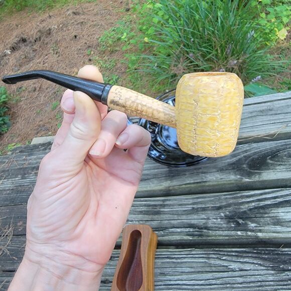 Missouri Meerschaum ORIGINAL Pipe Corn Cob Bamboo Shank Curved Stem EXCELLENT! - Picture 1 of 11